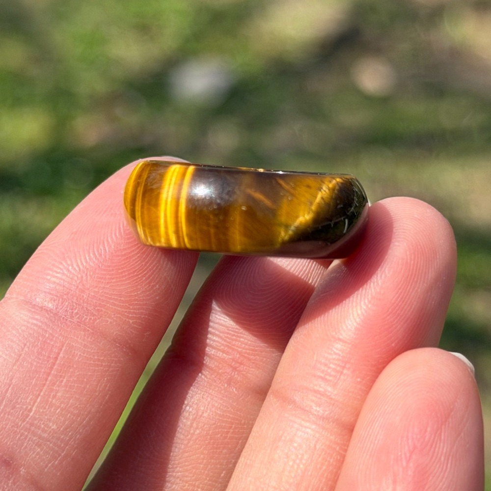 Size 7.5 flashy natural yellow tiger eye ring 1452